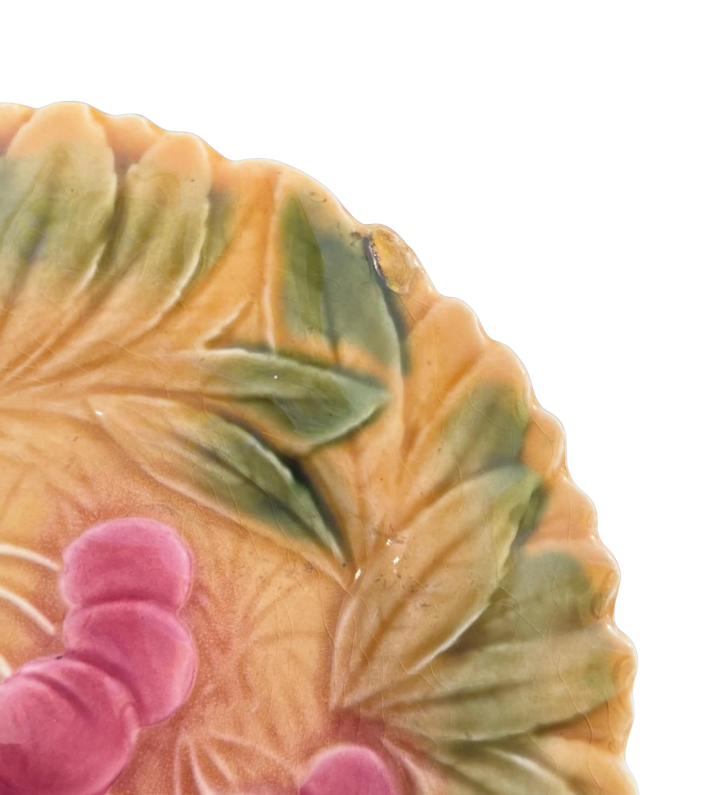 French Majolica Cherry Plate