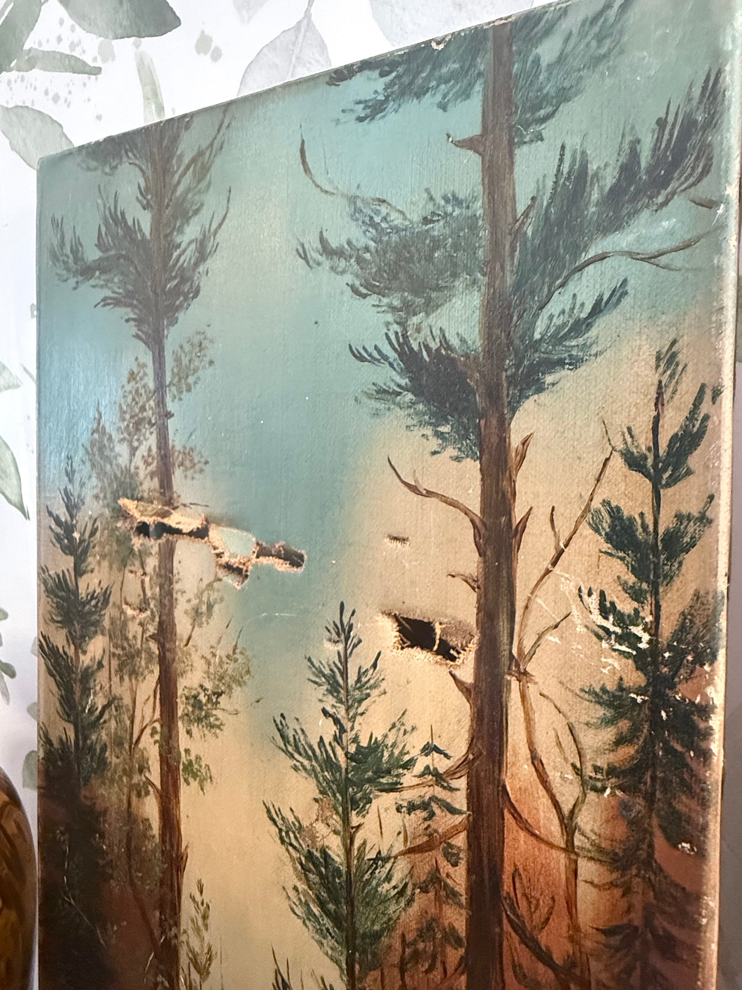 Pair of Antique Hand-Painted Landscape Panels