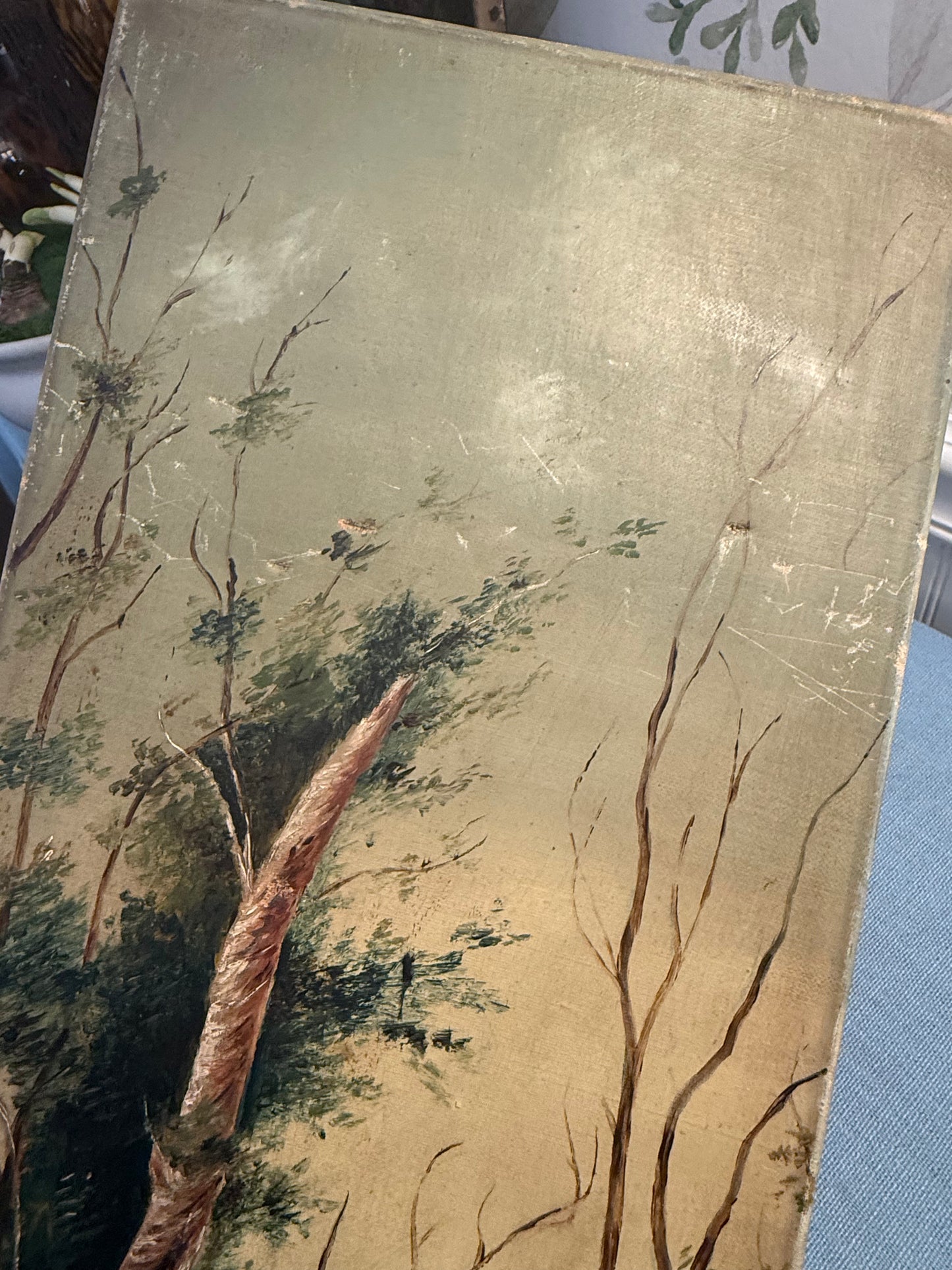 Pair of Antique Hand-Painted Landscape Panels