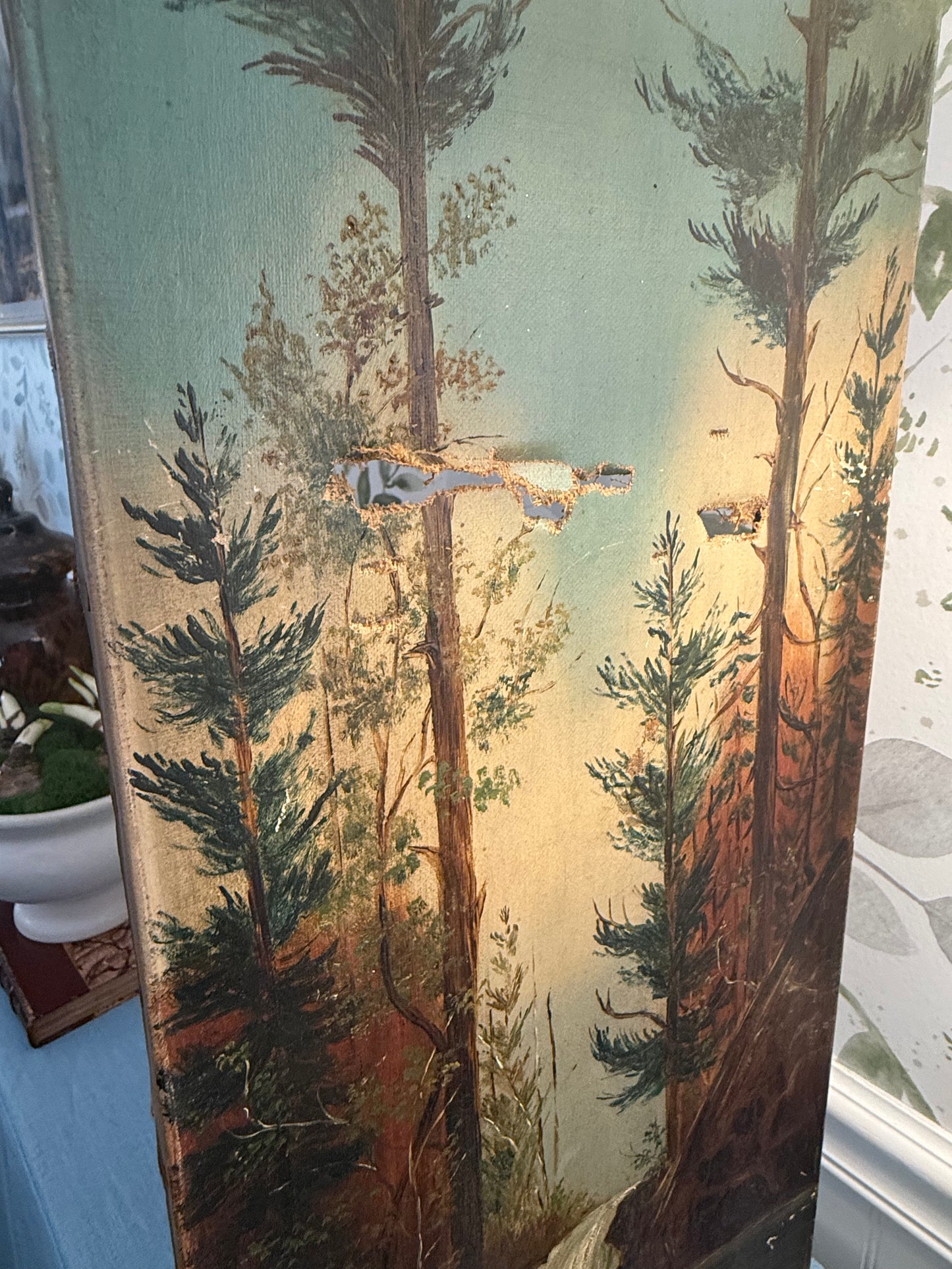 Pair of Antique Hand-Painted Landscape Panels