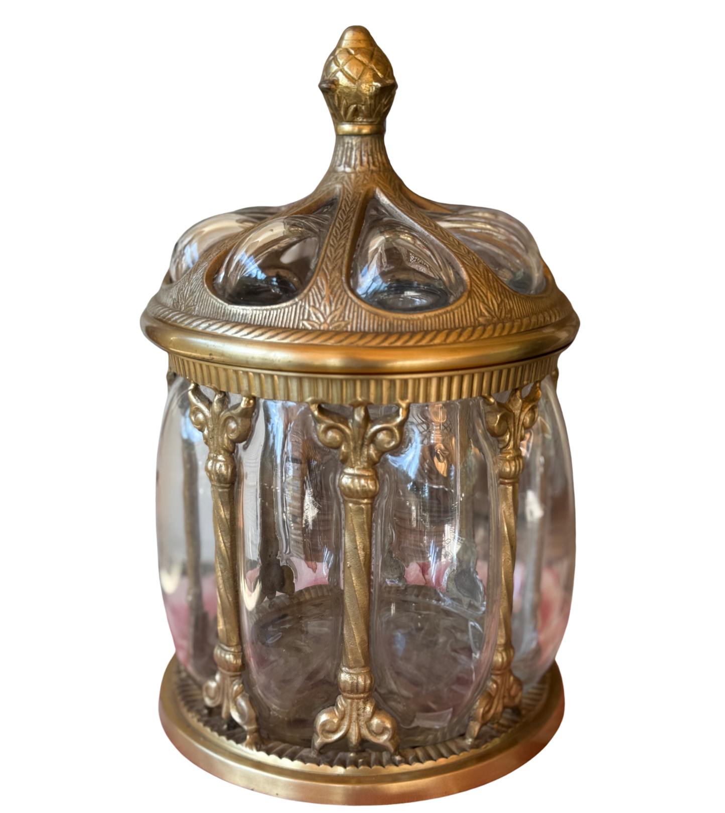 Large Bubble Glass Lidded Jar